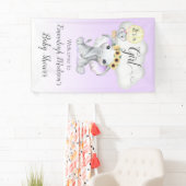 Elephant Balloon Lila Baby Dusche Es ist ein Mädch Banner (Insitu)