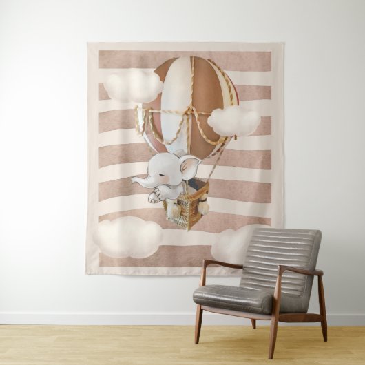 Elephant Balloon Neutral Virtual Shower Hintergrun Wandteppich (Beispiel)