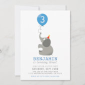 ELEPHANT & BALLOON niedliche Geburtstag Party lade Einladung (Vorderseite)