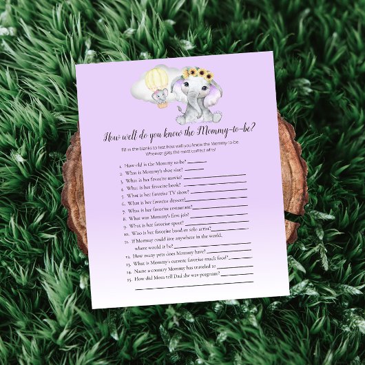 Elephant Balloon Sie kennen Mama2Sei Lila Baby-Gam