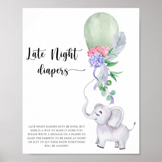 Elephant & Balloon \ Spate night diaper game Poster (Vorne)