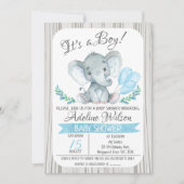 Elephant Balloon Wassercolor Babydusche Einladung (Vorderseite)