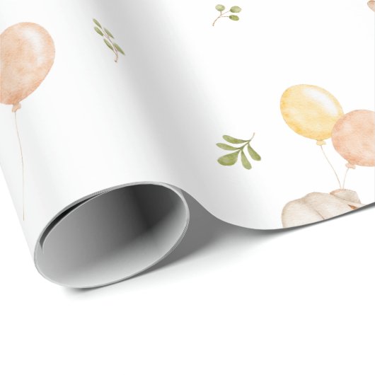 Elephant Balloons Aquarellendusche Geschenkpapier (Rolleneckpunkt)