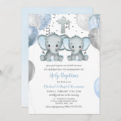 Elephant Balloons Aquarelltaufe Einladung (Vorne/Hinten)