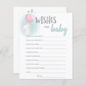 Elephant Balloons Babydusche Wünsche für Babykarte (Vorne/Hinten)