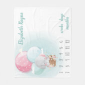 Elephant Balloons Gender Neutral Baby Meilenstein Fleecedecke (Vorderseite)