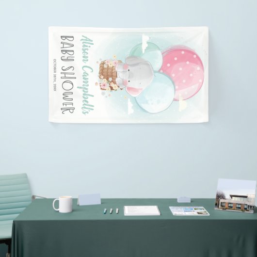 Elephant Balloons Gender Neutral Baby Shower Banner (Messeveranstaltung)