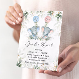 Elephant Balloons Gender Reveve Invitation Einladung