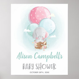 Elephant Balloons Geschlecht Neutral Baby Dusche Z Poster
