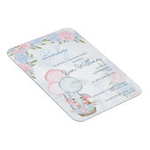 Elephant Balloons Pink Floral Baby Dusche Einladun Magnet (Rechte Seite)