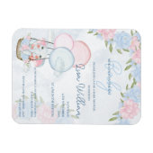 Elephant Balloons Pink Floral Baby Dusche Einladun Magnet (Horizontal)