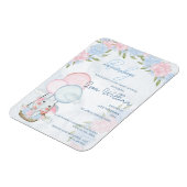 Elephant Balloons Pink Floral Baby Dusche Einladun Magnet (Linke Seite)