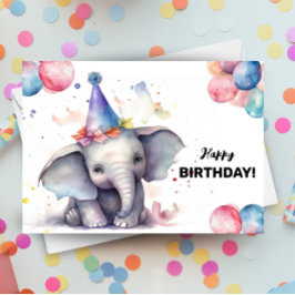 Elephant Balloons und Party Happy Birthday Karte