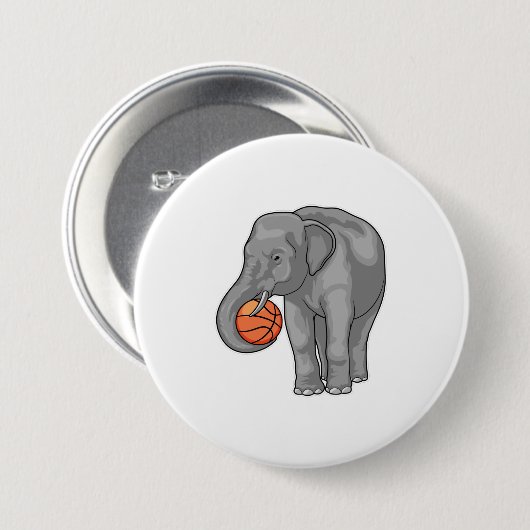 Elephant Basketball-Spieler Basketball Button (Vorne & Hinten)
