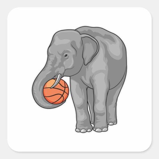 Elephant Basketball-Spieler Basketball Quadratischer Aufkleber (Vorderseite)