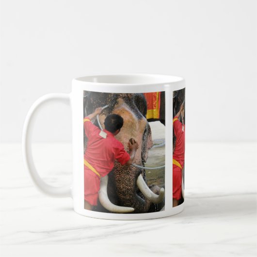 Elephant Bathtime ... Ayutthaya, Thailand Kaffeetasse (Links)