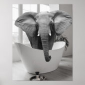 Elephant Bathtub Black White Bathroom art Poster (Vorne)