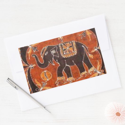 Elephant Batik Rechteckiger Aufkleber (Umschlag)