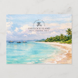 Elephant Beach Aquarell – Andaman Andenken Geschen Feiertagspostkarte