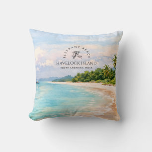 Elephant Beach Aquarell – Andaman Andenken Geschen Kissen