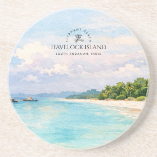 Elephant Beach Aquarell – Andaman Erinnerungs Gesc Getränkeuntersetzer