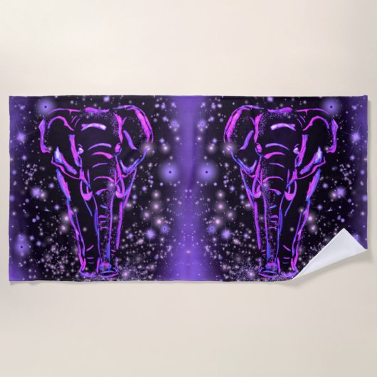 Elephant Beach Handtuch Lila Rosa Starry Night (Vorderseite)