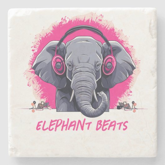 Elephant Beats DJ Steinuntersetzer (Vorderseite)