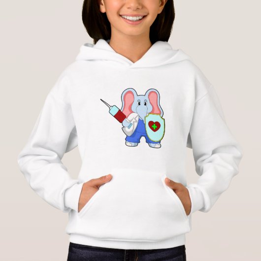 Elephant bei Impfung mit Spritze Hoodie (Vorderseite)