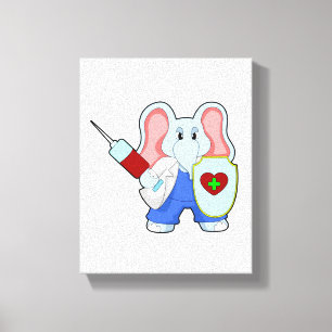 Elephant bei Impfung mit Spritze Leinwanddruck