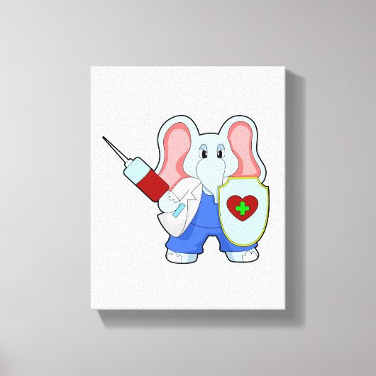 Elephant bei Impfung mit Spritze Leinwanddruck (Vorderseite)