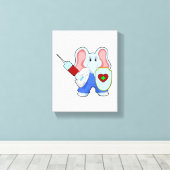 Elephant bei Impfung mit Spritze Leinwanddruck (Insitu (Holzboden))