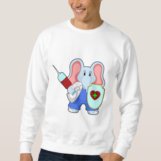 Elephant bei Impfung mit Spritze Sweatshirt (Vorderseite)