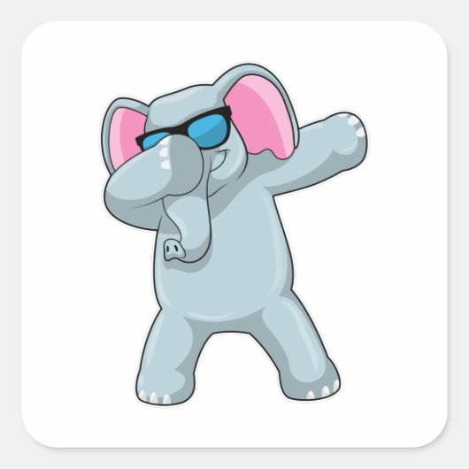 Elephant beim Hip Hop Dance Dab Quadratischer Aufkleber (Vorderseite)