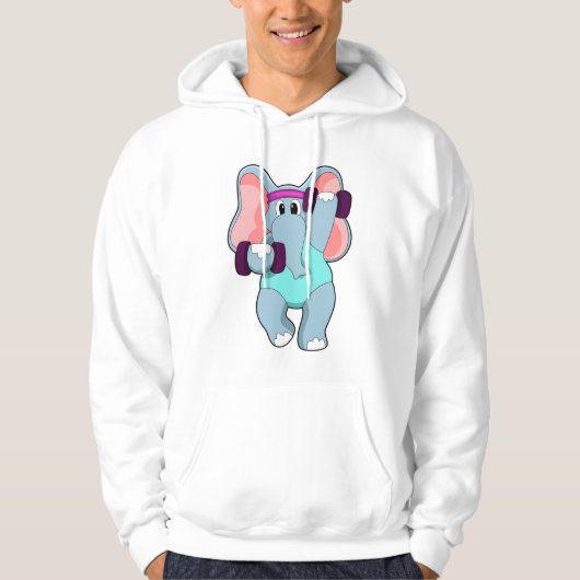 Elephant beim Krafttraining mit Dumbells Hoodie (Vorderseite)