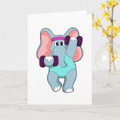 Elephant beim Krafttraining mit Dumbells Karte (Gelbe Blume)