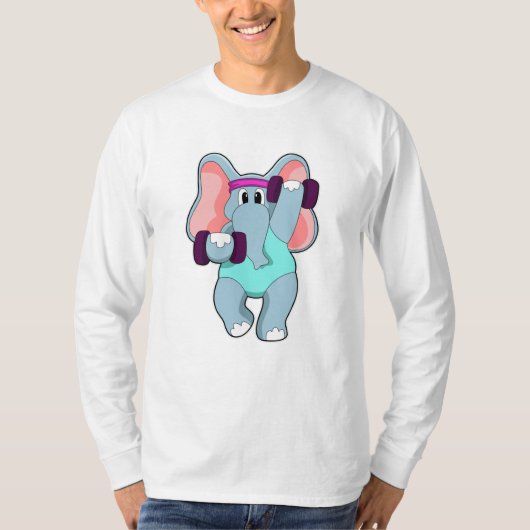 Elephant beim Krafttraining mit Dumbells T-Shirt (Vorderseite)