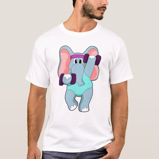 Elephant beim Krafttraining mit Dumbells T-Shirt (Vorderseite)