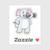 Elephant beim Strenght Training mit Dumbell Aufkleber (Blatt)