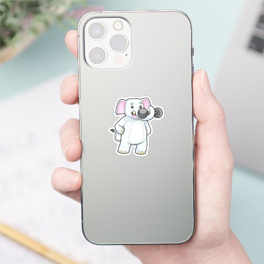 Elephant beim Strenght Training mit Dumbell Aufkleber (Telefon)