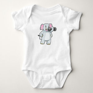 Elephant beim Strenght Training mit Dumbell Baby Strampler