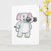 Elephant beim Strenght Training mit Dumbell Karte (Gelbe Blume)