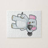 Elephant beim Strenght Training mit Dumbell Puzzle (Horizontal)