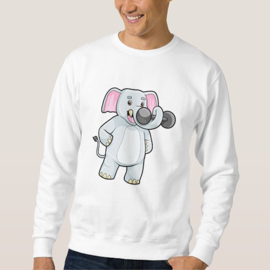 Elephant beim Strenght Training mit Dumbell Sweatshirt (Vorderseite)
