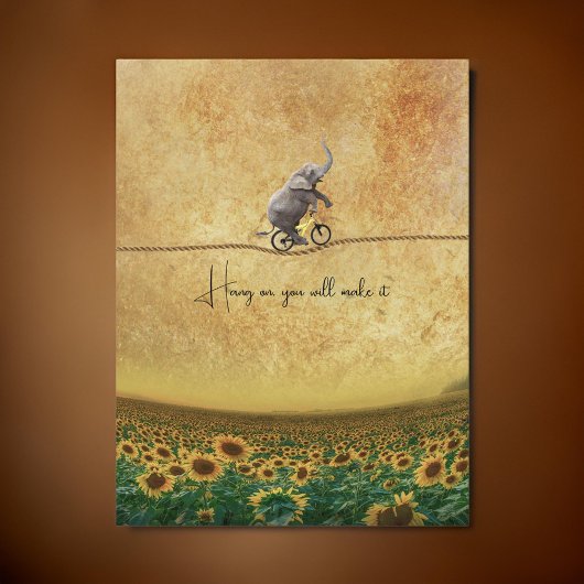 Elephant Bike Cycle TightRope Sonnenblumen | Postkarte
