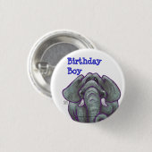 Elephant Birthday Boy Button (Vorne & Hinten)
