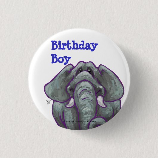 Elephant Birthday Boy Button (Vorderseite)