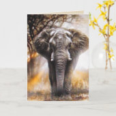 Elephant Birthday Card Karte (Gelbe Blume)