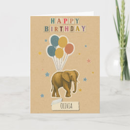 Elephant Birthday Card - Personalisierter Name Karte