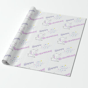 Elephant Birthday Cartoon blühend farbenfrohe Form Geschenkpapier