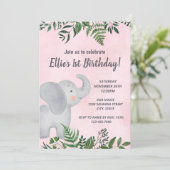 Elephant Birthday Einladung (Stehend Vorderseite)